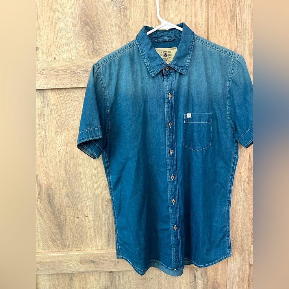 The Zara Man denim short sleeve shirt.